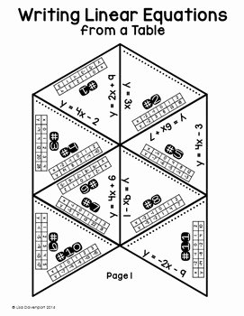 Writing Equations From Tables Worksheet New Writing Linear Equations From A Table Puzzle by Lisa