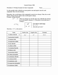 Writing Ionic formulas Worksheet Best Of Writing formulas for Ionic Pounds 9th 12th Grade