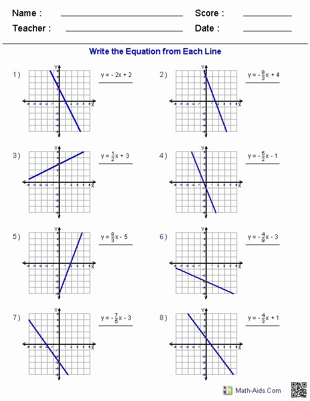 Writing Linear Equations Worksheet Answer Beautiful Pin On Math Aids