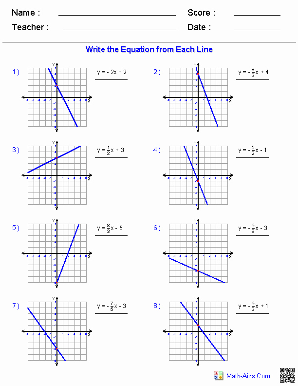 Writing Linear Equations Worksheet Unique Pre Algebra Worksheets