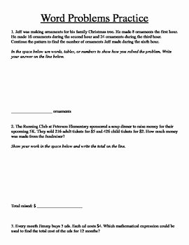 Writing Two Step Equations Worksheet Awesome Word Problems Practice Worksheet Writing Equations