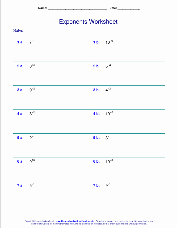 Zero and Negative Exponents Worksheet Beautiful Worksheets for Negative and Zero Exponents