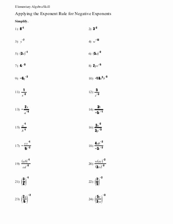 Zero and Negative Exponents Worksheet Elegant Pre Calculus Integer Exponents Worksheet Antihrap