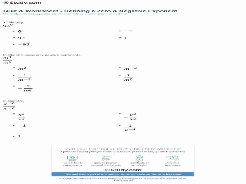 Zero and Negative Exponents Worksheet Fresh Zero and Negative Exponents Worksheet