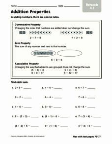 Zero Product Property Worksheet Awesome Addition Properties Reteach Worksheet for 2nd 3rd Grade